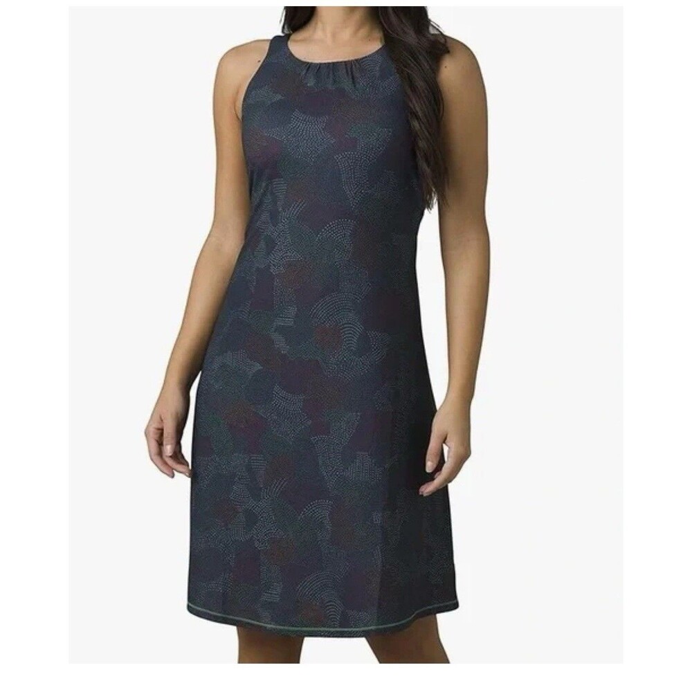 Prana Navy Blue Patterned Mini Dress
